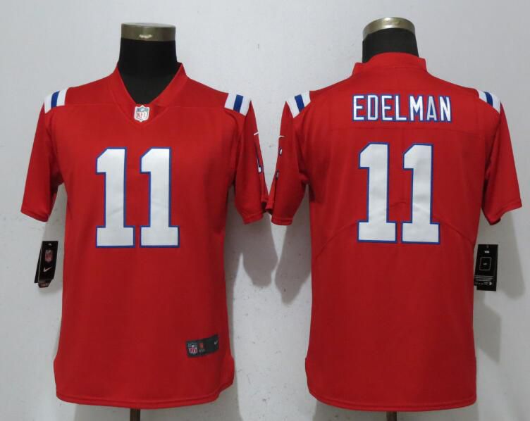 Women New England Patriots 11 Edelman Red Vapor Untouchable Player Nike Limited NFL Jerseys